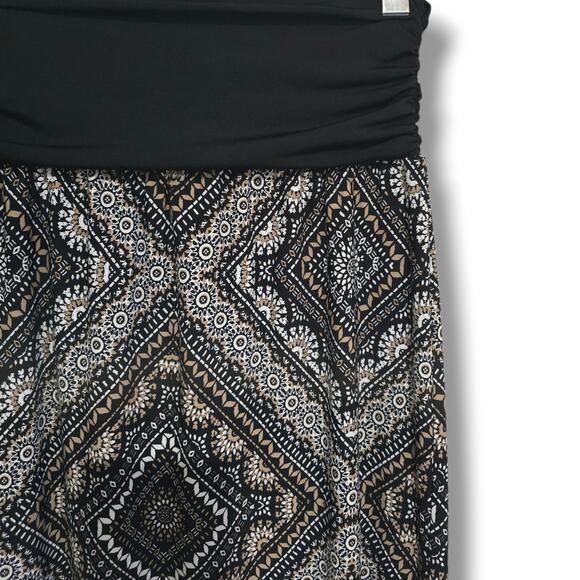 APT.9 Women’s Black & Tan Boho Geometric Print Maxi Skirt – Size L Stretch Waist - Picture 3 of 9